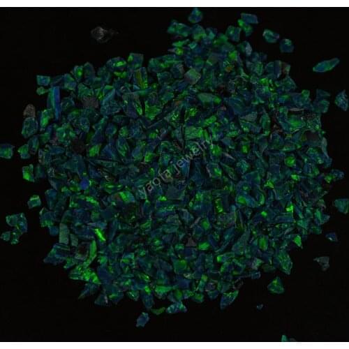 （10 g/lot）High quality 2mm-30mesh OP19 dark green fire synthetic opal crushes for nail in 78 colors