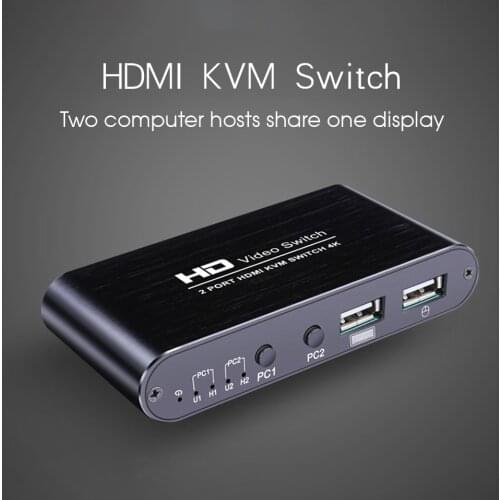 2Port HDMI Kvm Switch 4Kx2K Ultra Hd Switcher For Dual Display Screen Keyboard Mouse Free Interface Switching Adaptive EDID HDCP
