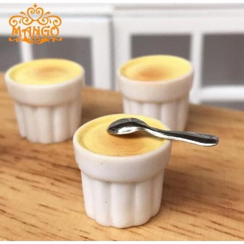 2PCS/Lot Miniature Dollhouse 1:12 Custard Pudding Food Plastic Mold Clay for Blyth Licca Dolls House