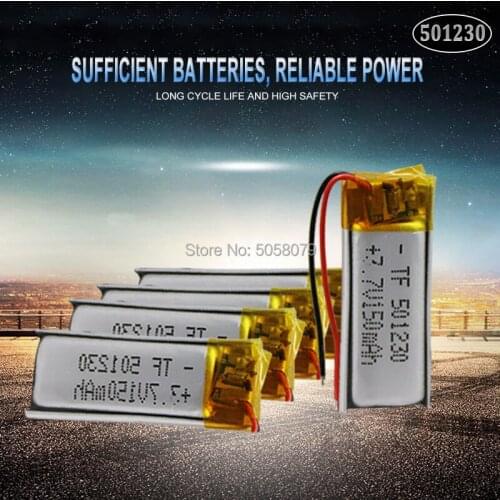 20pcs 3.7V 130mAh 501230 Polymer Rechargeable Battery Lipo cells For mobile Bluetooth earphone speaker MP3MP4
