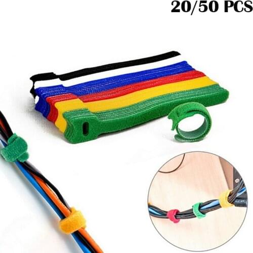 20pcs/50pcs Nylon Loop Releasable T-type Cable Reusable Cable ties Zip Bundle Tie Wire For Home Office
