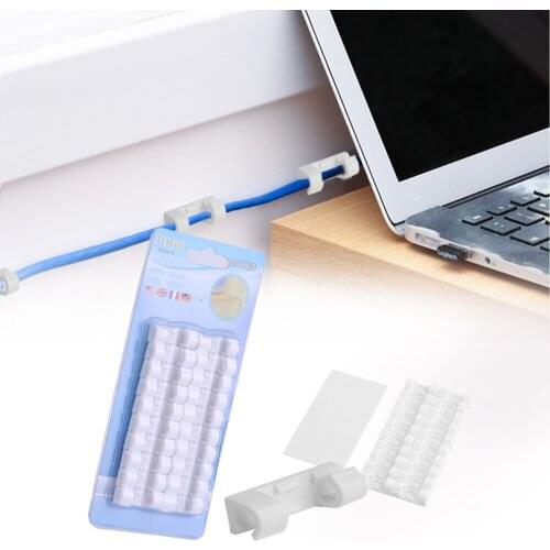 20pcs/lot Wire Fixing Clamp Clip Desktop Wire Clear Up Clips Holder Clamps Cable Clip Device Cord Clips Holder Organiser White