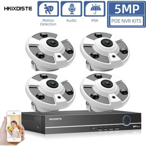 4 Channel CCTV Outdoor Camera Kit 4 Cameras 5MP Outdoor Waterproof POE IP Dome Security Surveillance Camera System Set 4CH NVR