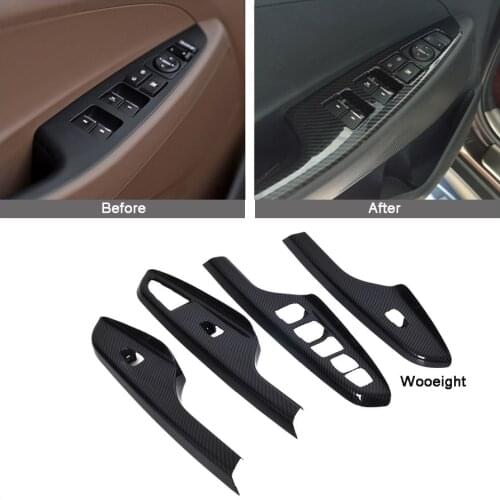 4Pcs Car Electric Carbon Fiber Window Switch Door Panel Handle Armrest Button Cover Trim For Hyundai Encino Kauai Kona 2018 SUV