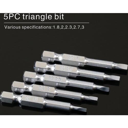 5pcs Triangular Screw Bits Magnetic Screwdriver Bit Anti Slip Triangle Screw Head 1.8/2/2.3/2.7/3 mm S2 Alloy Steel Hex Shank