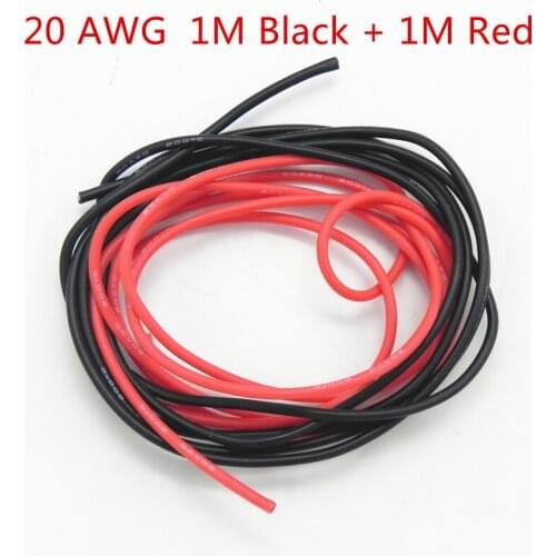 500 Set/Lot 20/22AWG 1M Black+1M Red High Temperature Silicone Wire/ Silica Gel Wire/ Silicone Tinned Copper Cable