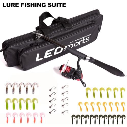 55 pcs Light Weight Kids Fishing Pole Telescopic Fishing Rod and Reel Combos with Full Kits Lure Case and Carry Bag for Beginne