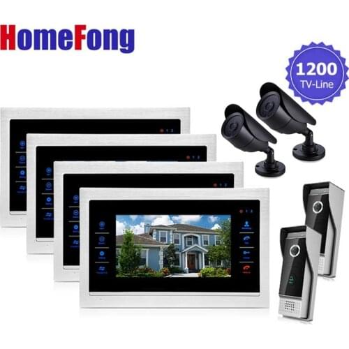 Homefong 7 Inch Video Intercom Video Door Phone Doorbell Monitor System 4 monitors 2 doorbell 2 camera