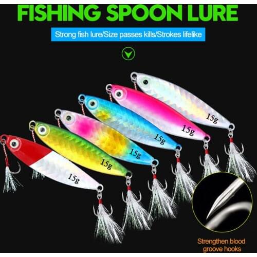 7g 10g 15g 20g Jigs Fishing Spoons Spinners Jigging Bait Gear with Percuma Assist Hook Umpan Mancing Fishing Accessories