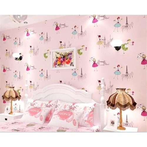Beibehang papier peint High-grade natural plant fiber bottom line non-woven wallpaper cartoon dancing girl child bedroom volume