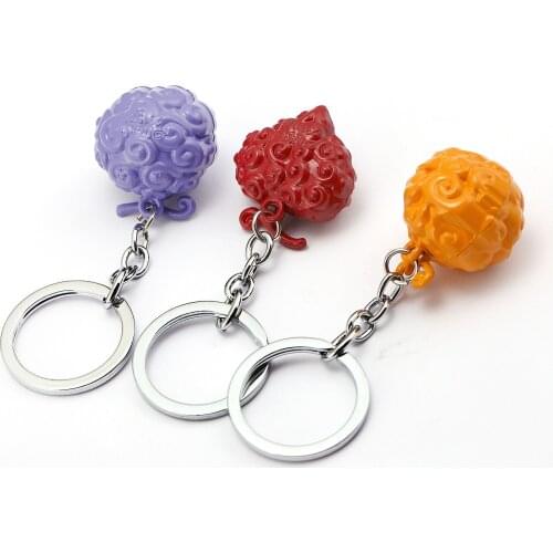 Anime One Piece Keychain Metal Ace Law Devil Fruit Key Chain Pendant Key Ring Key Holder Figure Toy Key Ring Gift