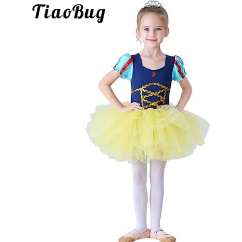 Kids Girls Ballet Leotard Puff Sleeves Dance Wear Cute Girl Cartoon Gymnastics Leotard For Children Professional Ballet Dress