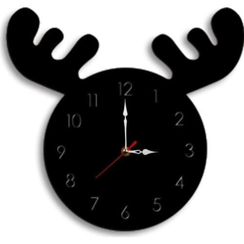 Elk Reindeer Deer Designer Cartoon Wall Clock Home Room Decor Creative Clock Child Kids Girls Gifts