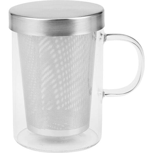 500Ml Travel Heat-Resistant Glass Tea Infuser Mug with Stainless Steel Lid Coffee Cup Tumbler Kitchen Heat-Resistant Large