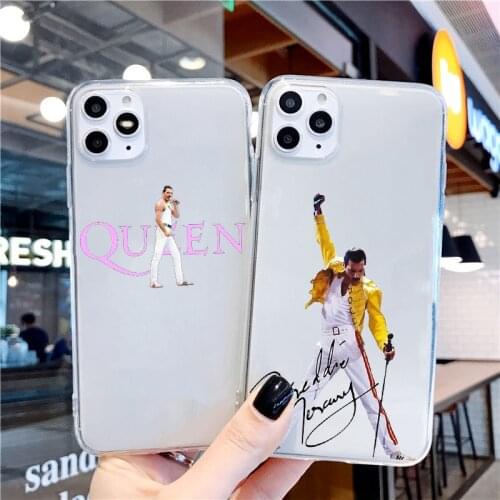Freddie Mercury Queen band High Quality TPU soft Phone Case for iPhone 11pro max 12pro max XR X XS MAX 12mini cover