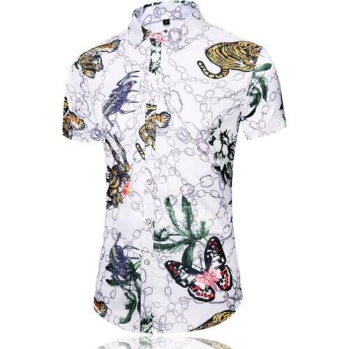 LIFENWENNA Hawaiian Shirts Mens Luxurious Personalized Printed Beach Shirt Summer Short Sleeve Vacation Casual Shirt Men M-7XL