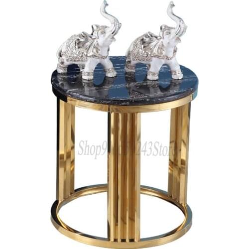 Custom Nordic Modern Light Luxury Corner Table Living Room Sofa Stainless Steel Marble Simple Side Table Small Apartment Mini Ro