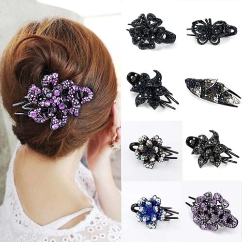 Korean Fashion Crystal Hairpin Women Hairclip Top Side Clip Rhinestones Duckbill Clip Hair Jewelry wedding Girl Hair Accessories