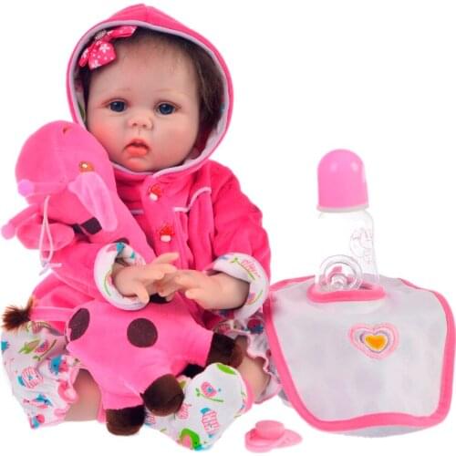 22 inch Bebe Reborn baby doll soft Silicone handmade Stuffed Doll Sets For Kids Birthday Surprise gift toys