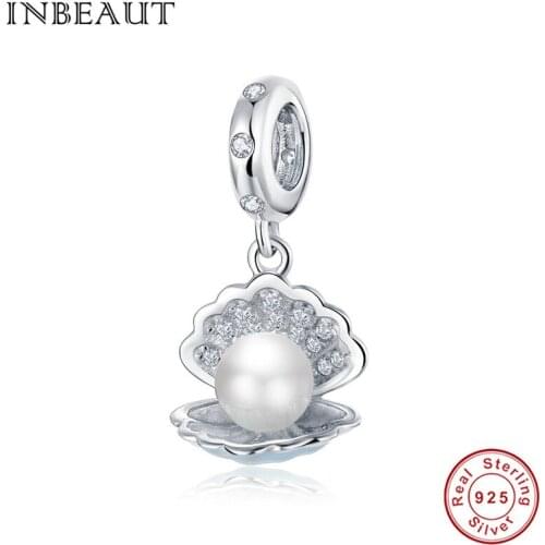 INBEAUT 2020 Summer New 925 Sterling Silver Shell Pearl Pendant Charm fit Original Brand Bracelet or Necklace Woman Jewelry