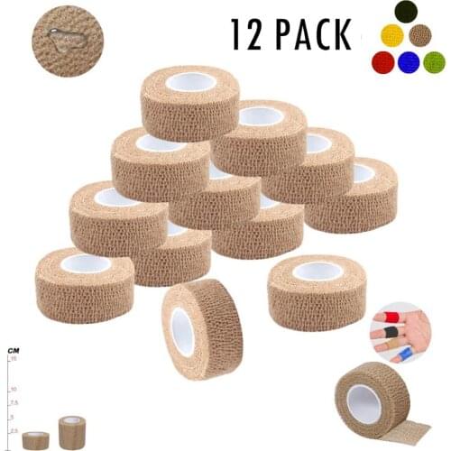 12 PACK Self Adherent Wrap Tape Medical Cohesive Bandages Flexible Stretch Athletic Strong Elastic First Aid Tape for Ankle Knee