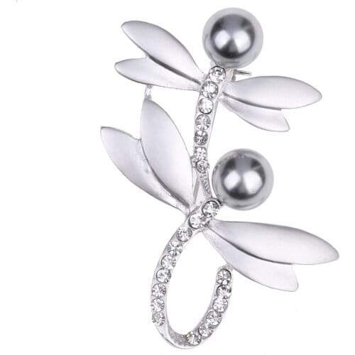 Lureme Sweet Cute Alloy Dragonfly with Pearl Pin Brooch for Women Girl Party Jewelry Accessories (br000027)