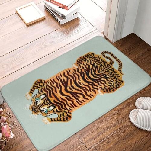Cute Golden Tibetan Tiger Doormat Carpet Mat Rug Polyester Non-Slip Floor Decor Bath Bathroom Kitchen Bedroom 40x60