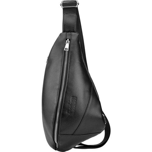 Genuine Leather Mens Chest Bag Business One-shoulder Sloping Bag Head Layer Cowhide Mens Leisure Bag