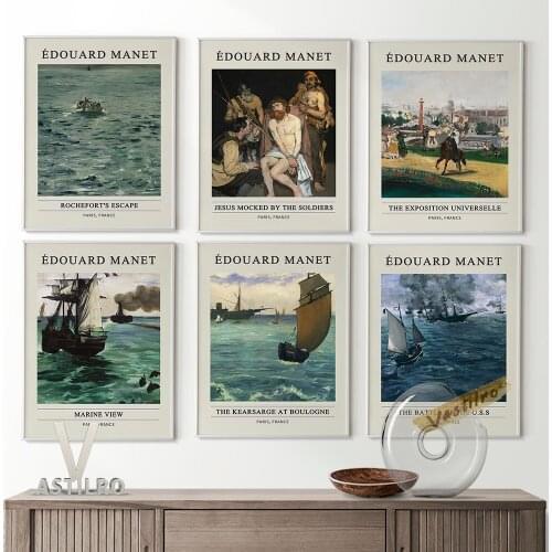Edouard Manet Exhibition Museum Poster Retro Wall Art Canvas Painting Vintage Prints Art Home Room Decor Gallery Wall Picture