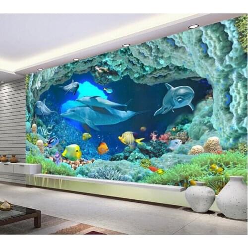 3d wallpaper custom mural non-woven 3d room wallpaper HD Dolphins ocean World backdrop mural photo 3d wall murals wallpaper
