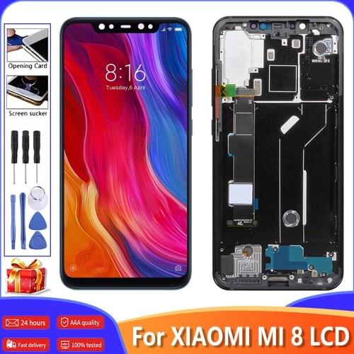 6.21" Original LCD For XiaoMi Mi 8 Screen Mi8 Display Touch Screen Digitizer With Frame AMOLED Fingerprint Edition Replacement