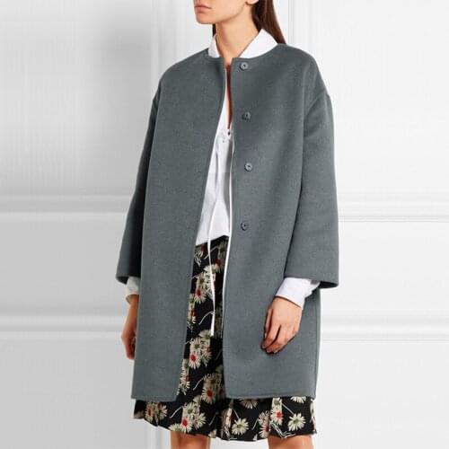 Savabien Women Coats And Jackets Winter Warm Woolen Coat Vintage Elegant Ladies Solid Long Sleeve Runway Grey Coat Streetwear