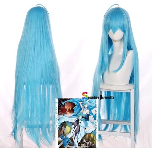 Anime Vivy Fluorite Eye Song New Vivy Cosplay Wig Diva Cosplay Sky Blue Tied/loose Hair 2 Styles Free Wig Cap Halloween Cos Prop