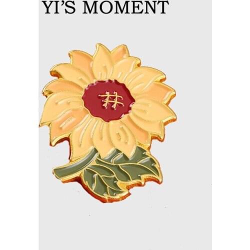 Sunflower, cherry blossom, peach blossom Metal Enamel Pins and Brooches for Women Men Lapel Pin Backpack Bags Hat Badge