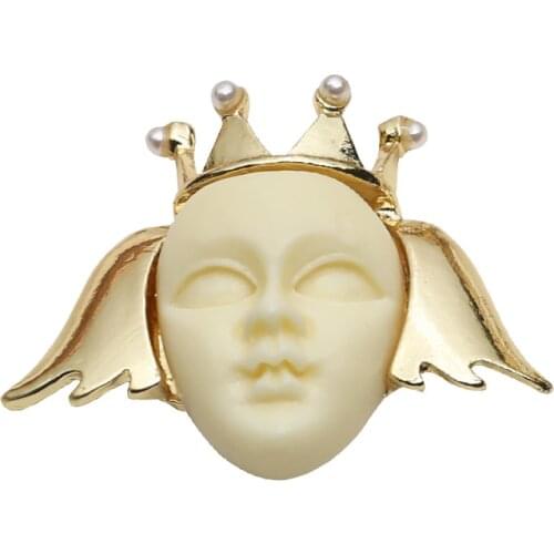 Retro Beauty Head Palace Crown Inlaid Pearl Pendant diy Handmade Jewelry Necklace Earrings Accessories Charms 20pcs 36*28mm