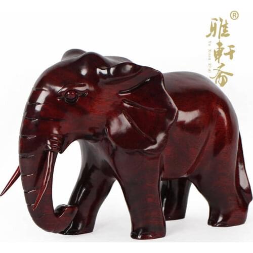 Zhai carved mahogany wood ornaments Gallery elephant wood like large pear wood decoration Feng Shui Home Furnishing pairing