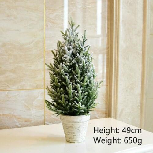 Christmas snow scene decoration creative small mini Christmas tree burlap flocking fake plant standing pine tree simulation ceda
