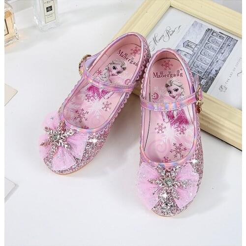 2021 Disney Frozen Elsa Sandals for Girls Children Party Dancing Shoes Kids Frozen Princess Sandals Shining Sandals Flat Sandals