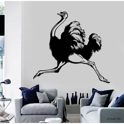 Ostrich Wall Decals Animal Room Decoration Stickers Murals Cute Bird Wall Sticker Removable Art Mural Home Decoration L417