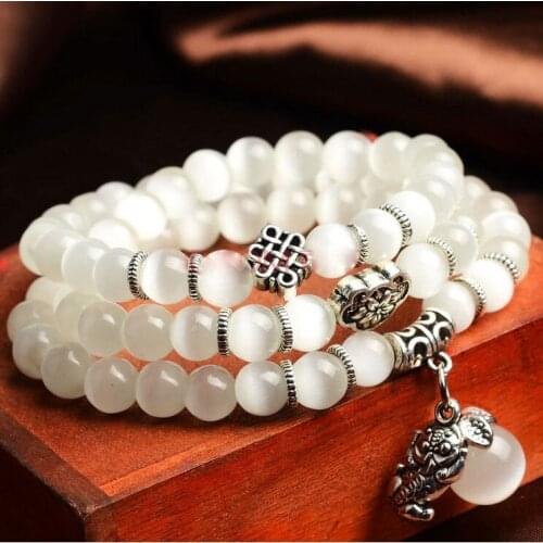 Yoga Natural Opal Beads Stone Bracelet for Women Brave Buddha Charm Vintage Men Bracelets Fashion Jewelry Drop Shipping