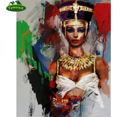 Yumeart DIY Diamond Embroidery by Number Bead Egypt Woman,Diamond Painting Cross Stitch Mosaic Kits Rhinestones Home Decoration