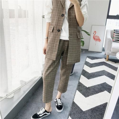 Bella Philosophy Autumn Winter Plaid Pants Women Casual High Waist Long Harem Pants Female Zipper Office Lady Pants Bottoms