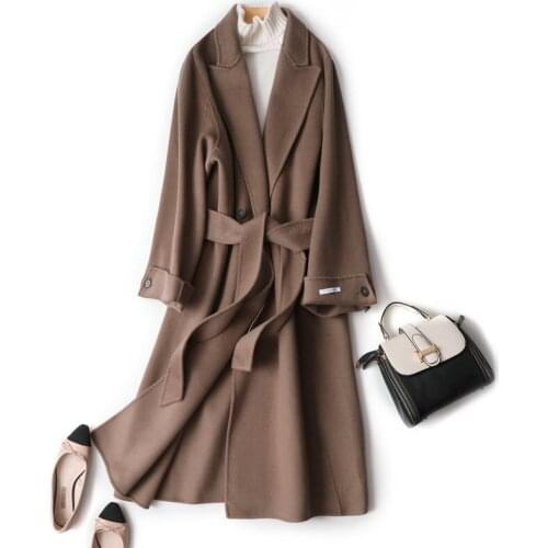 Long Wool Coat Women Spring Autumn Woolen Jacket Black Brown Oversized Coat Korean Elegant Overcoat Casaco Feminino 1112 KJ6082