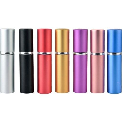 1 Pcs 5ml Aluminum Refillable Empty Matte Spray Bottle With Glass Bottle Travel Perfume Liquid Cosmetic Vials Containers