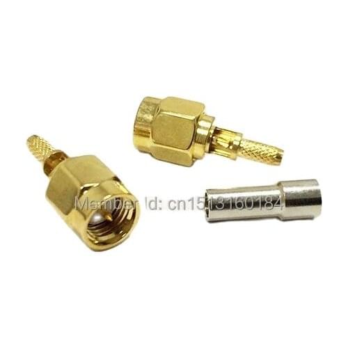 1pc SMA Male Plug Open sunroof RF Coax Modem Convertor Connector Crimp RG316,RG174,LMR100 Straight Goldplated NEW wholesale