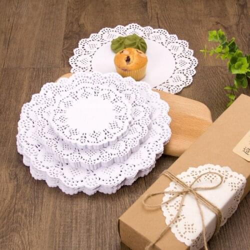 Hot 150pcs diameter 12-21.5cm white round paper Lace Doilies paper Cake Placemat baking decoration Creative Craft napkins