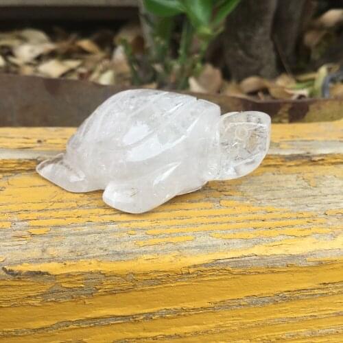 2" Natural clear quartz crystal stone tortoise carvings Rock crystal carving little turtle for Decoration