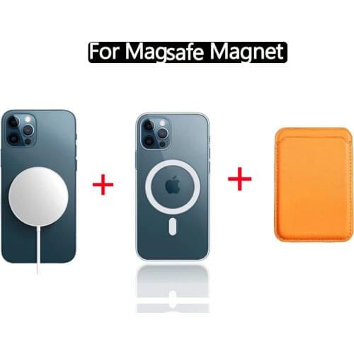 3 in 1 15w Wireless Charging +Magnetic Case + Wallet Card Bag for iPhone 12 Pro Max Mini Magnet Card Holder Sets