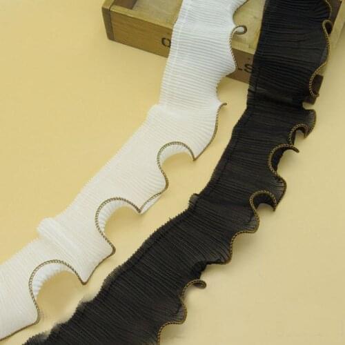 5Meters DIY Chiffon Ruffle Lace Fungus Pleated Lace Trim Single layer 6.5cm Wide Wedding Dress Cuff decoration