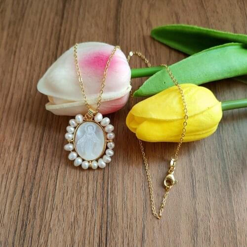 Promotion! Natural Lady Baby & Guadalupe & San Benito Mother Pearl Necklace Freshwater Pearl Grace Necklace for women & Gift